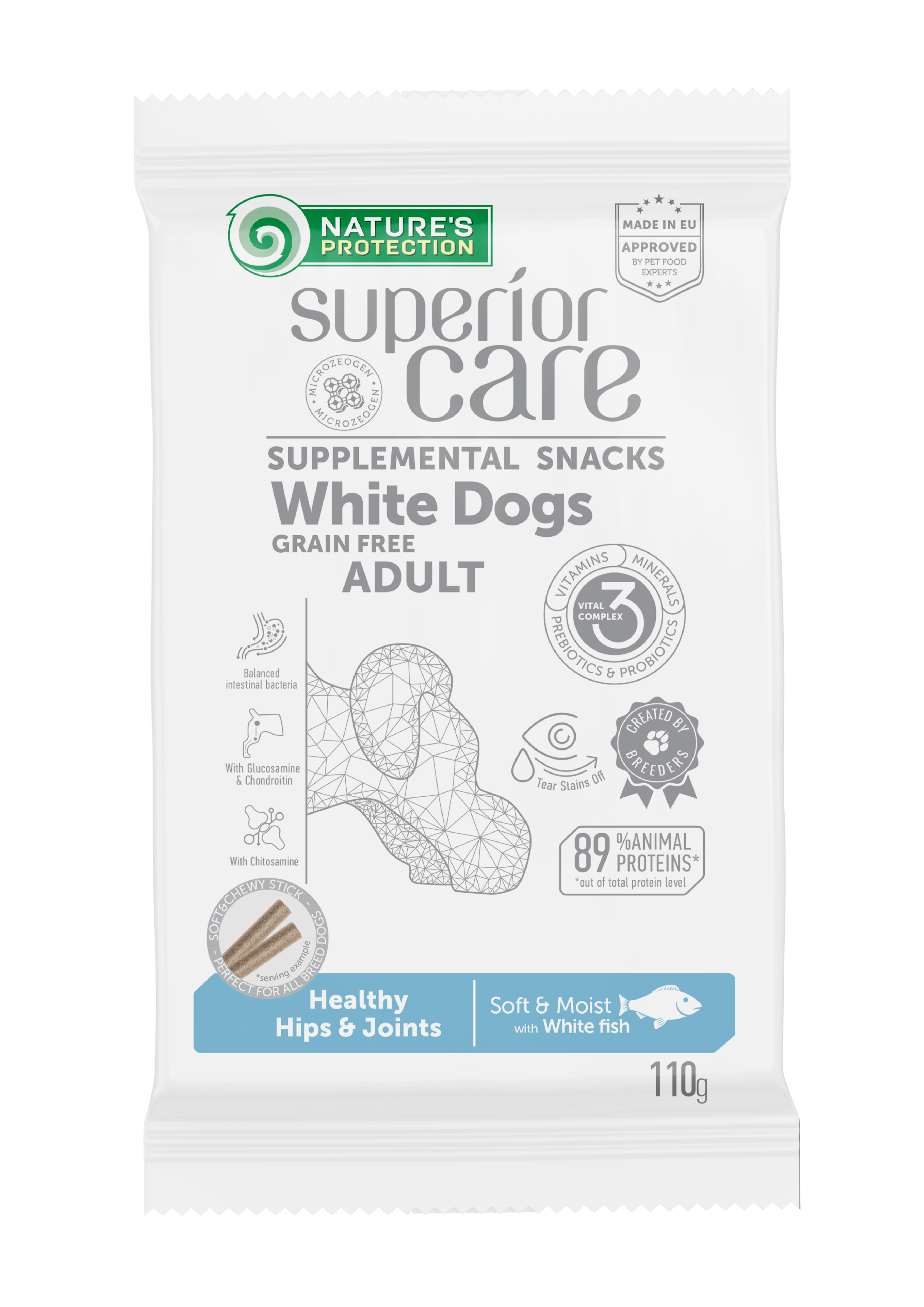 Nature's Protection Superior Care White Dogs Hips & Joints supplemental snacks with White Fish