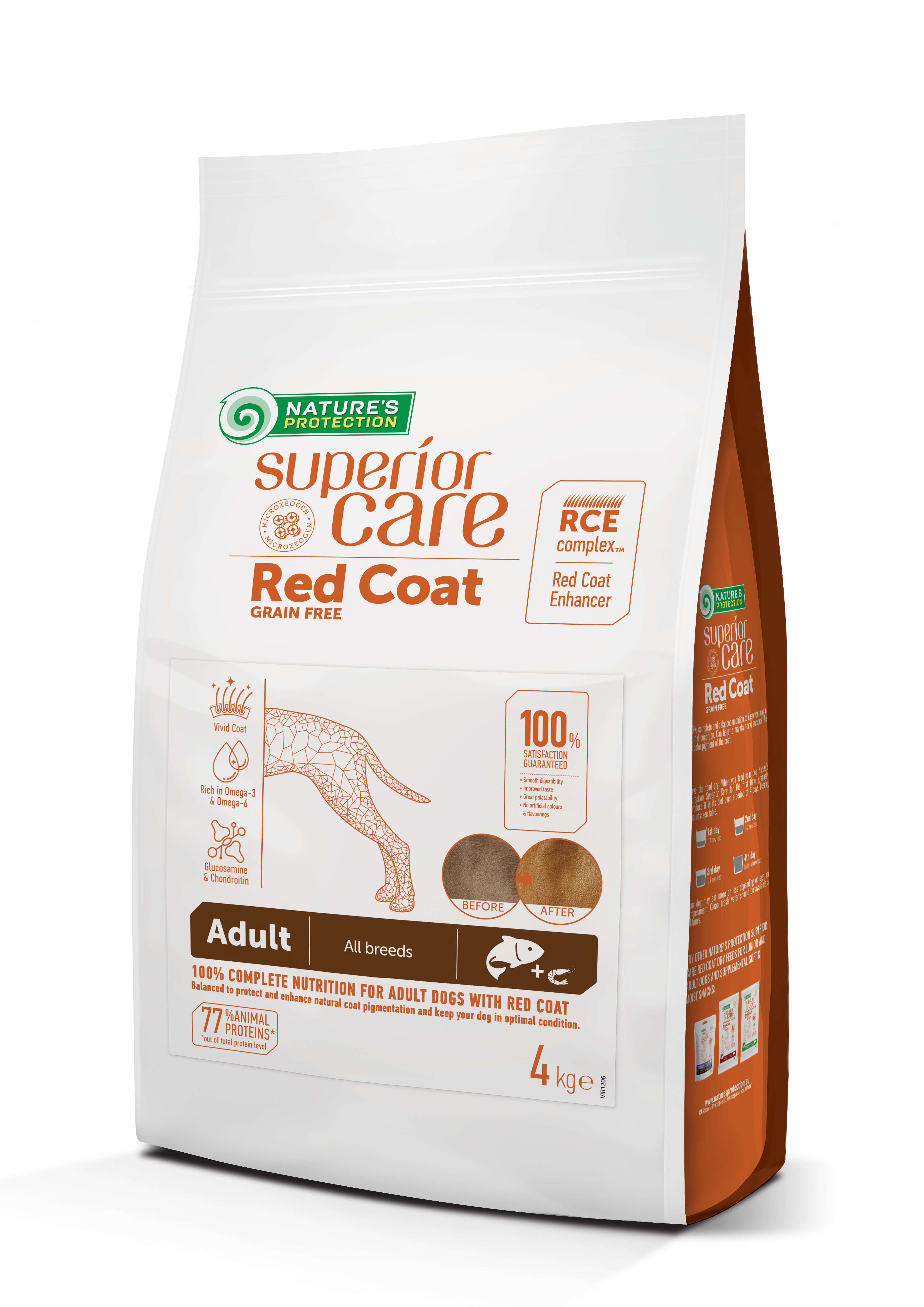 Nature's Protection Superior Care Red Coat  Grain Free with Salmon for Adult All Breed dogs.